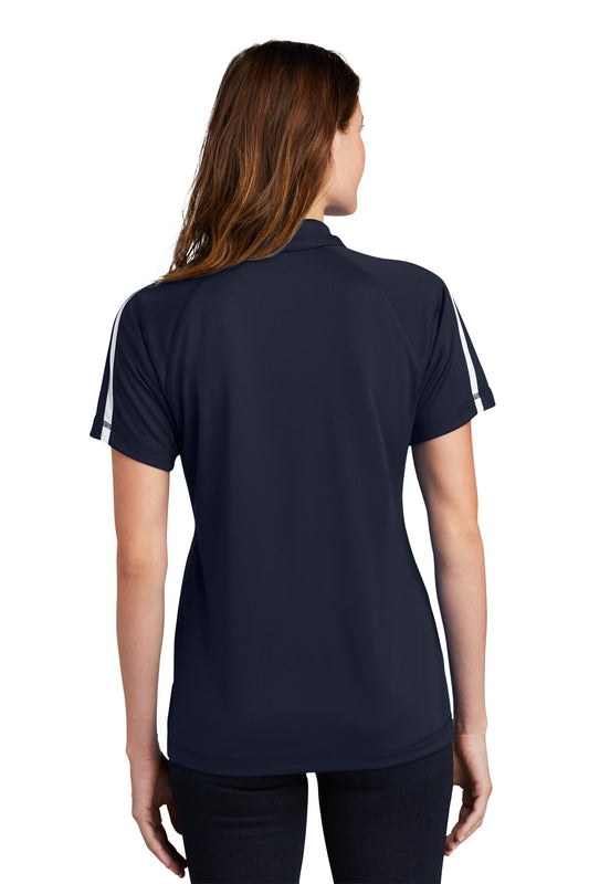Sport-Tek Women's PosiCharge Micro-Mesh Colorblock Polo. LST685 True Navy/ White