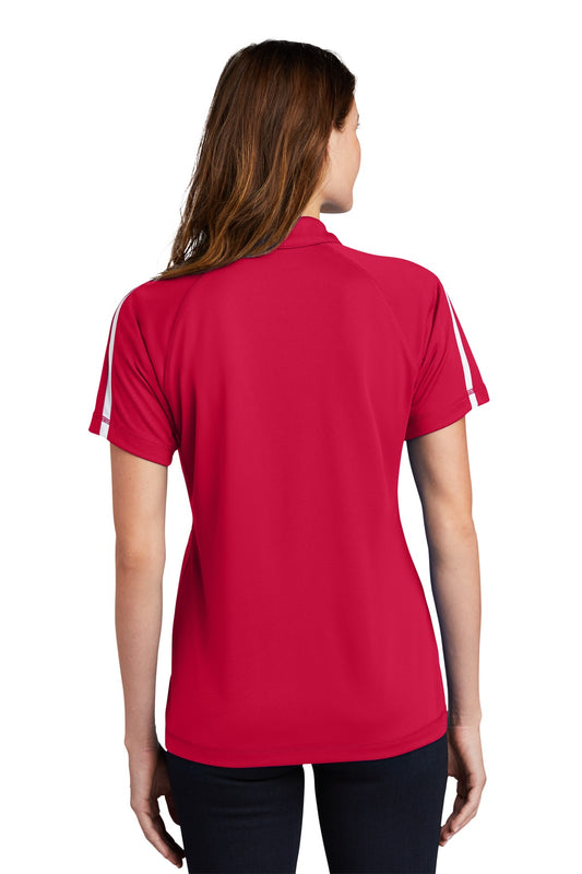 Sport-Tek Women's PosiCharge Micro-Mesh Colorblock Polo. LST685 True Red/ White