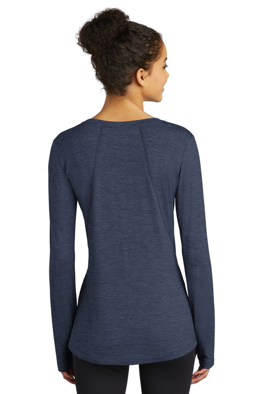 Sport-Tek Women's Exchange 1.5 Long Sleeve Crew. LST710 Dark Denim Heather