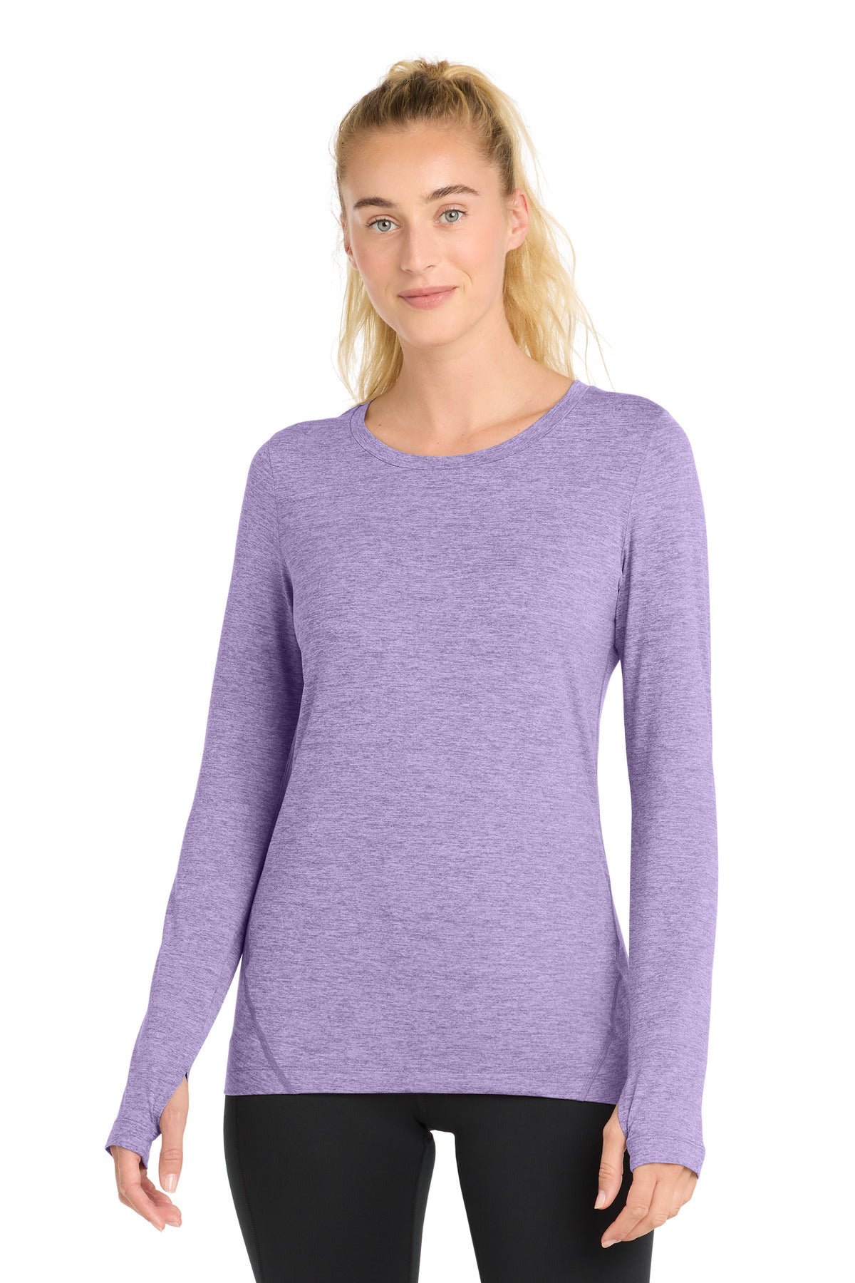 Sport-Tek Women's Exchange 15 Long Sleeve Crew LST710 Hyacinth Heather