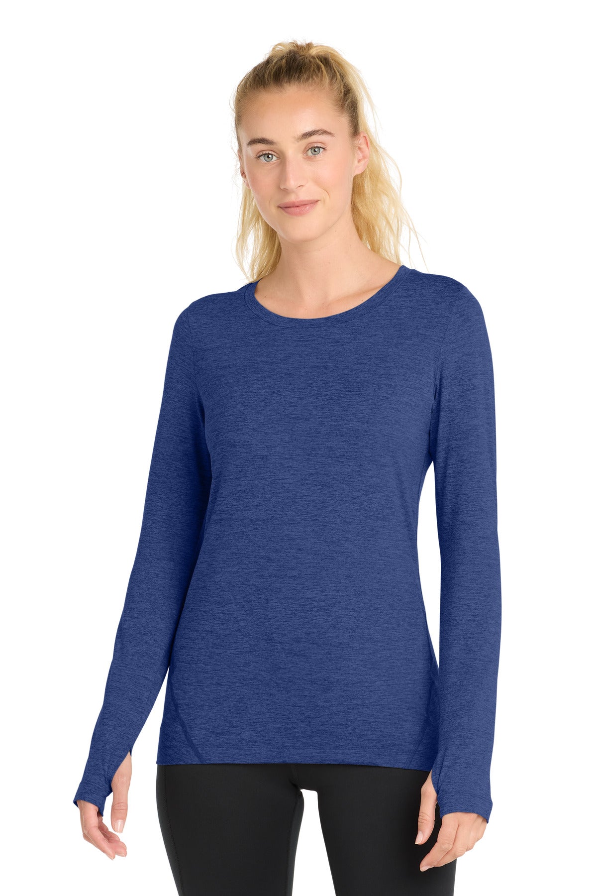 Sport-Tek Women's Exchange 15 Long Sleeve Crew LST710 True Royal Heather