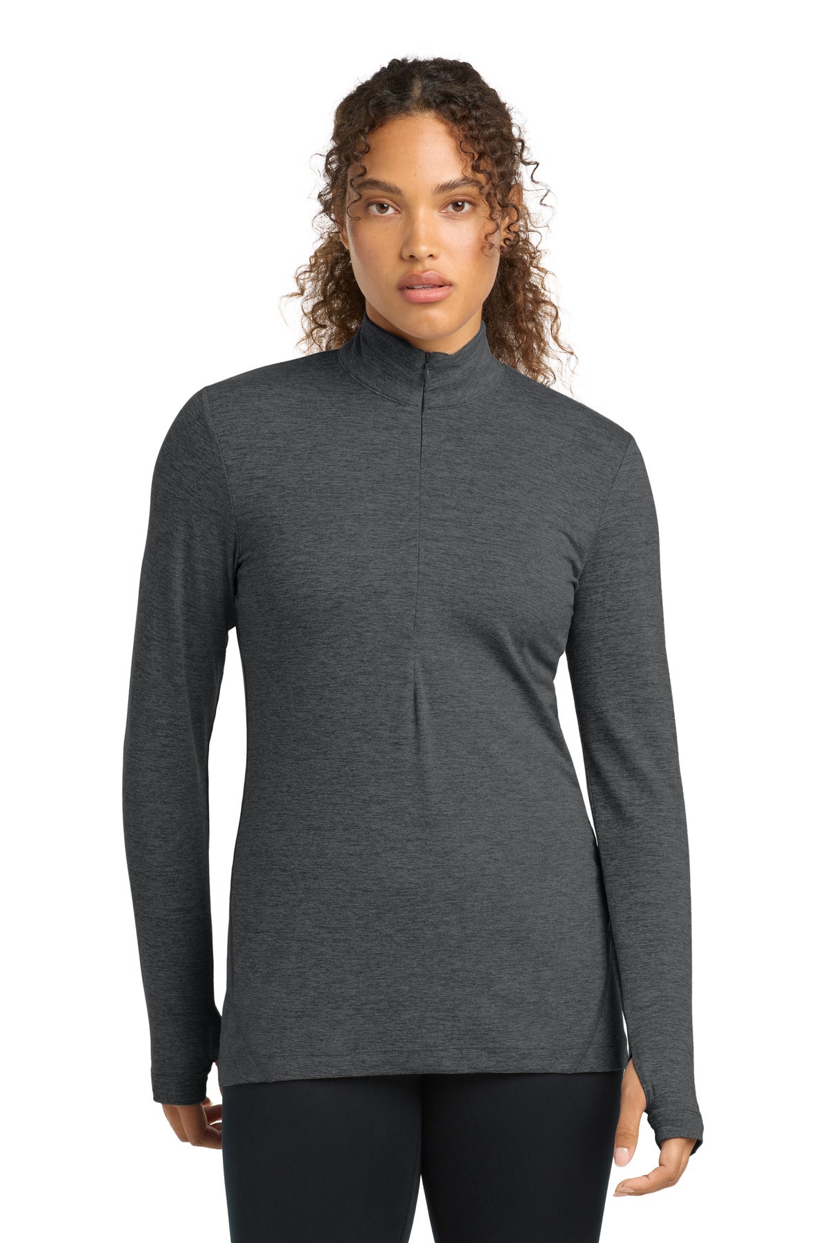 Sport-Tek Women's Exchange 15 Long Sleeve 1/2-Zip LST711 Graphite Heather