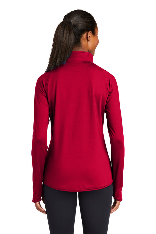Sport-Tek Women's Sport-Wick Stretch 1/4-Zip Pullover. LST850 Deep Red