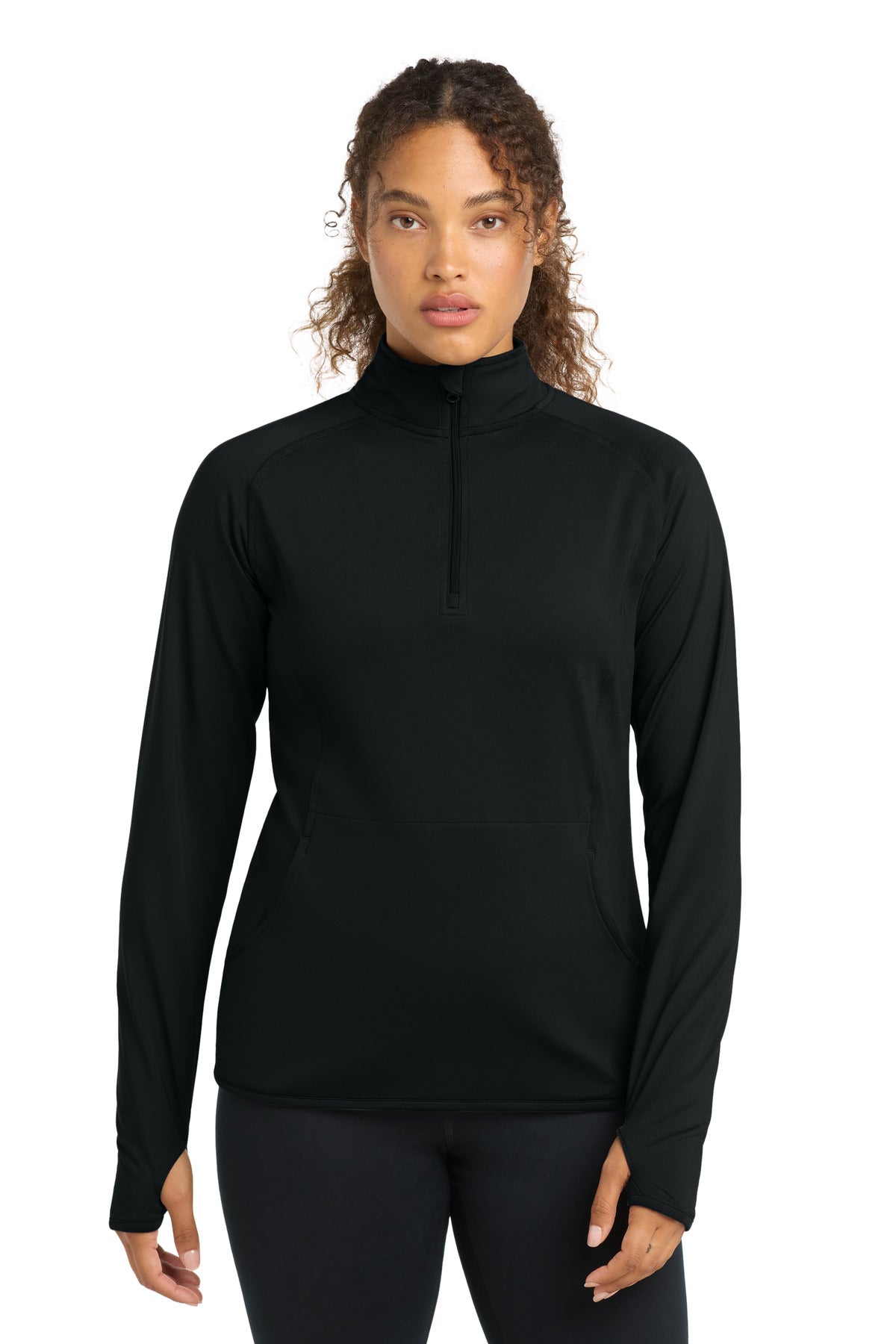 Sport-Tek Women's Sport-Wick Stretch 1/4-Zip Pullover LST850 Black