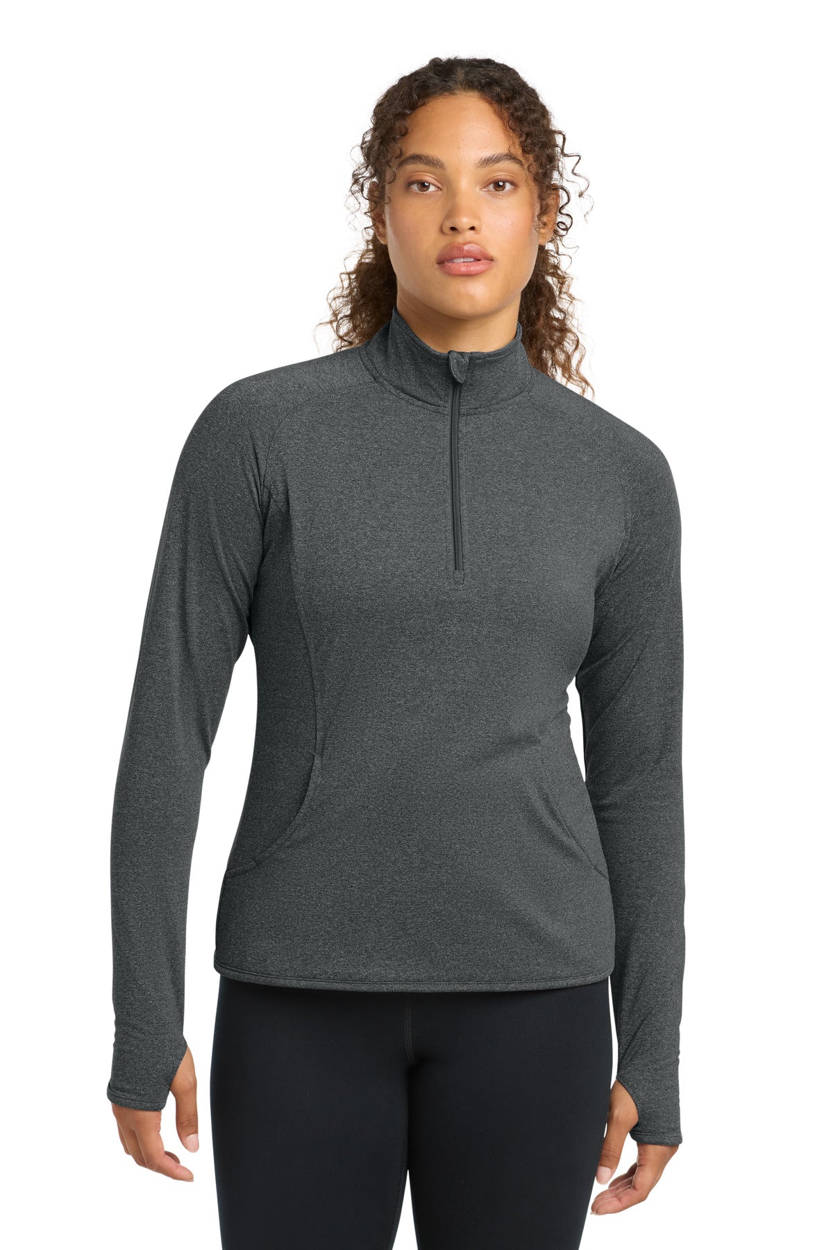 Sport-Tek Women's Sport-Wick Stretch 1/4-Zip Pullover LST850 Charcoal Grey Heather