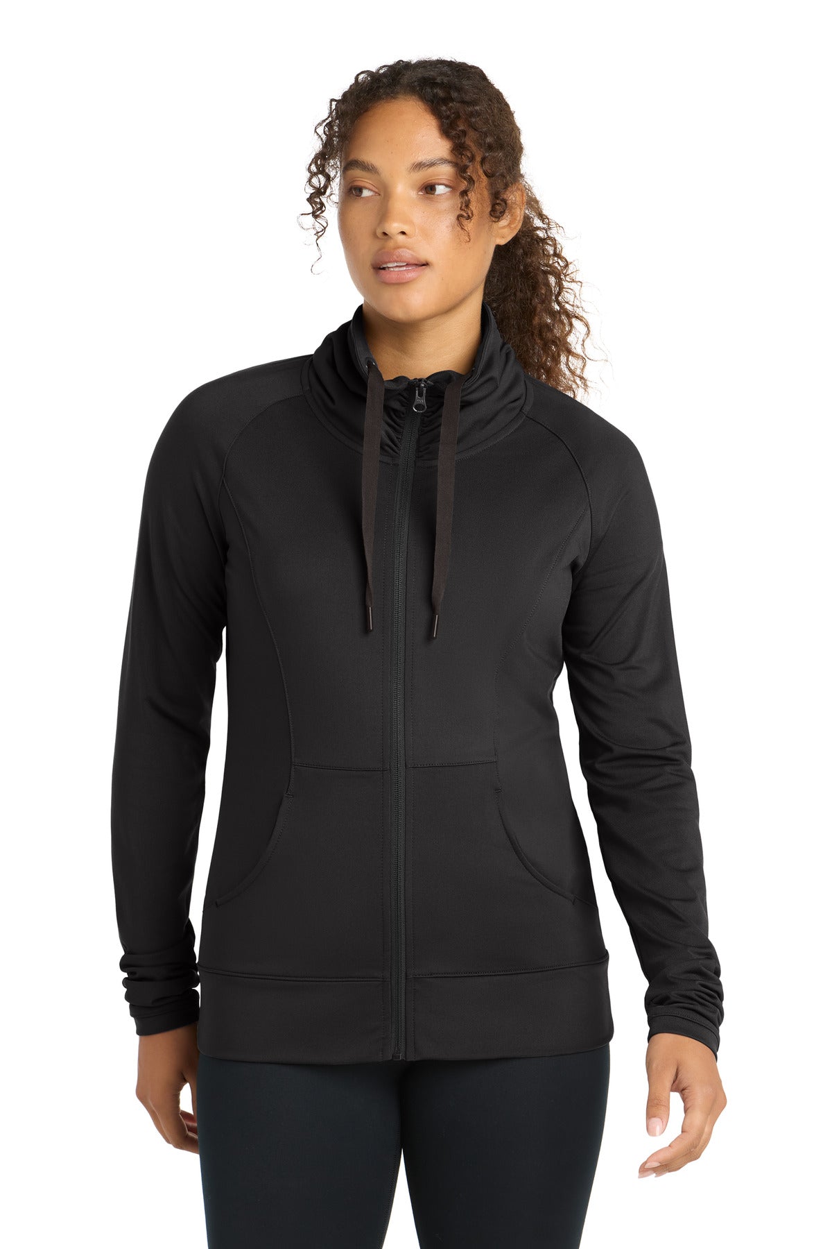 Sport-Tek Women's Sport-Wick Stretch Full-Zip Jacket LST852 Black