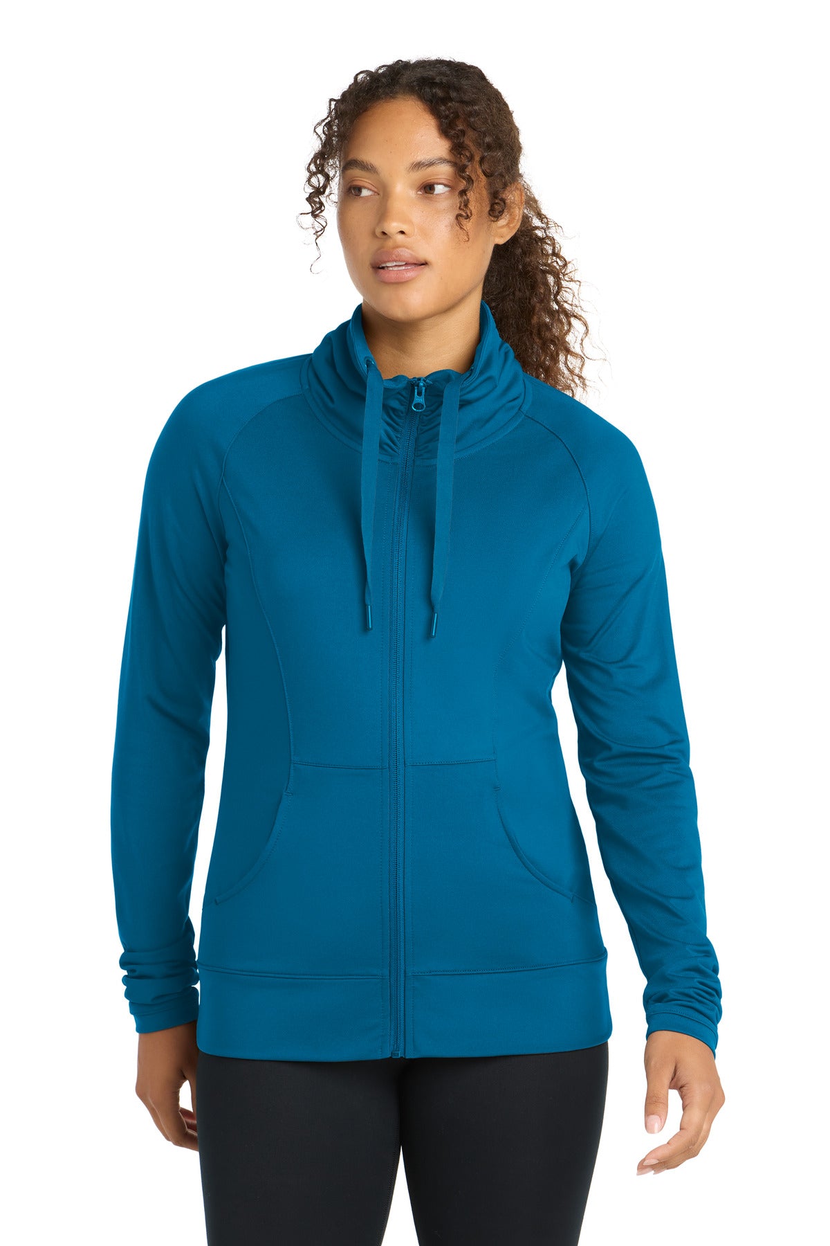 Sport-Tek Women's Sport-Wick Stretch Full-Zip Jacket LST852 Peacock Blue