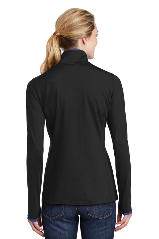 Sport-Tek Women's Sport-Wick Stretch Contrast Full-Zip Jacket. LST853 Black/ True Royal