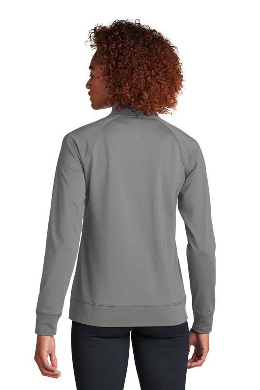 Sport-Tek Women's Sport-Wick Stretch Full-Zip Cadet Jacket LST857 Charcoal Grey