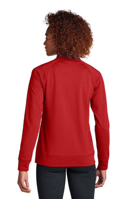 Sport-Tek Women's Sport-Wick Stretch Full-Zip Cadet Jacket LST857 Deep Red