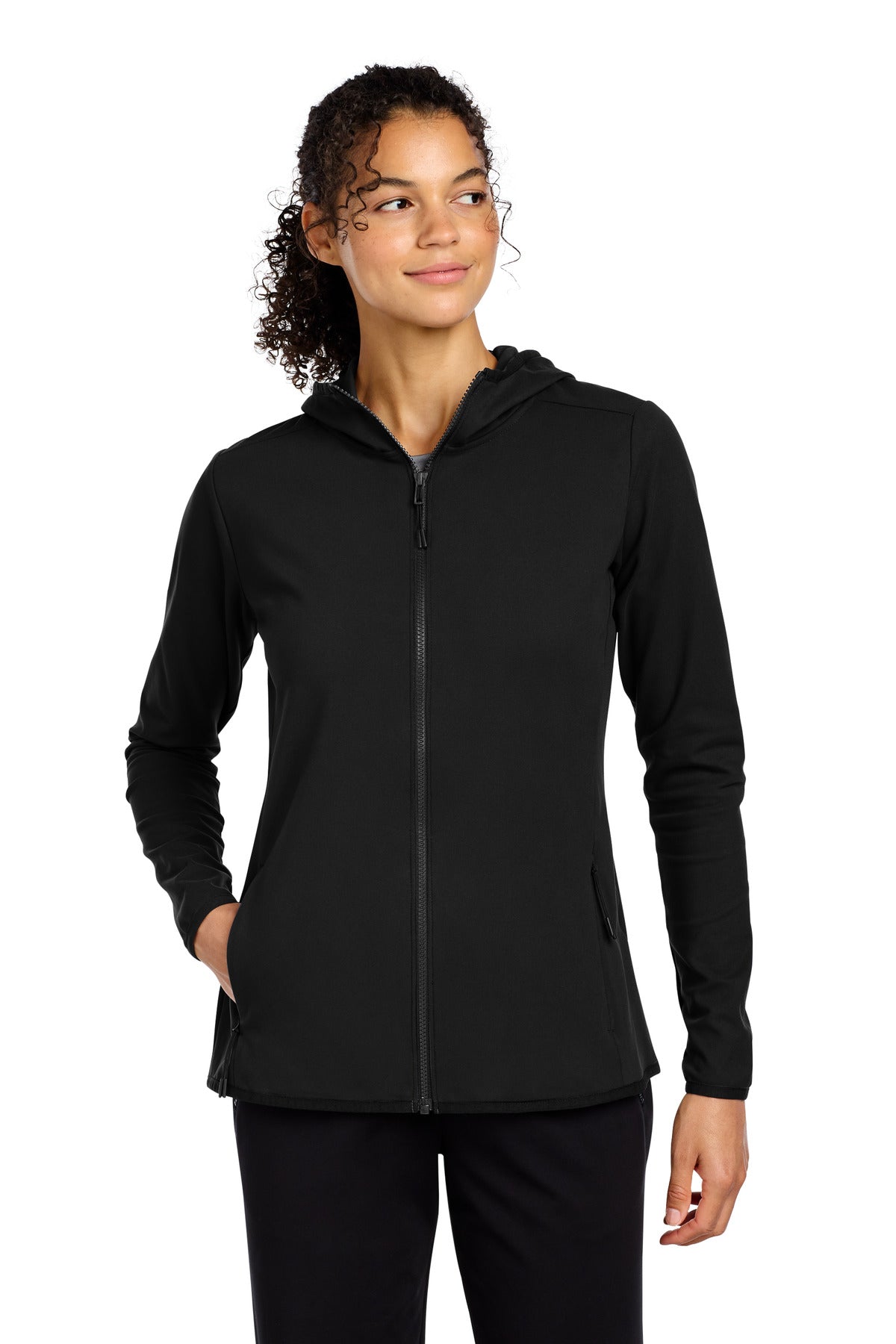 Sport-Tek Women's Circuit Hooded Full-Zip LST870 Deep Black