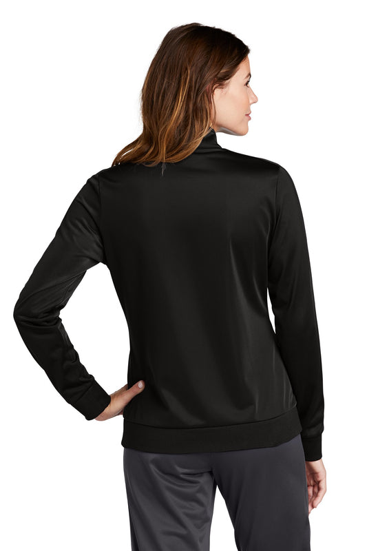 Sport-Tek Ladies Tricot Sleeve Stripe Track Jacket. LST94 Black/ Black