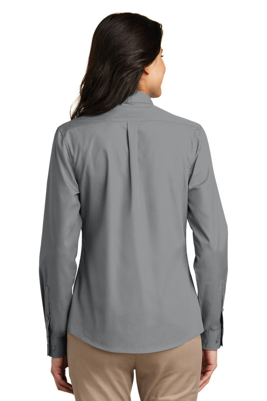 Port Authority Women's Long Sleeve Carefree Poplin Shirt. LW100 Gusty Grey