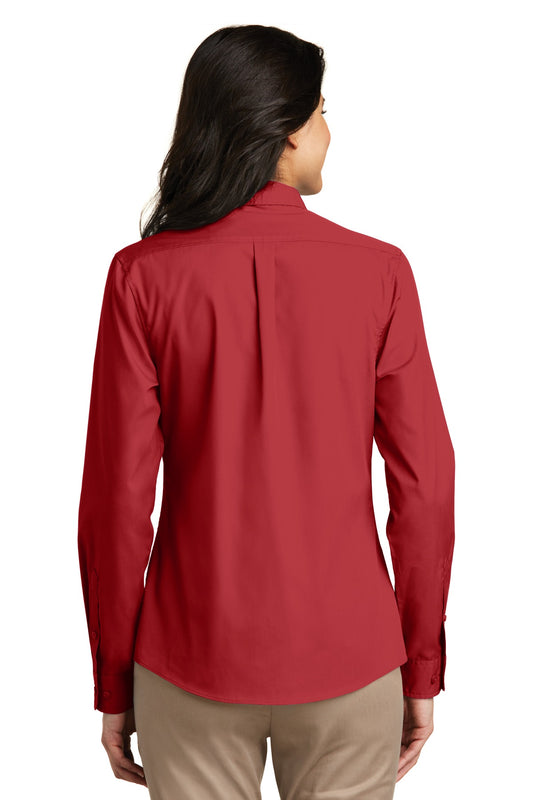 Port Authority Women's Long Sleeve Carefree Poplin Shirt. LW100 Rich Red
