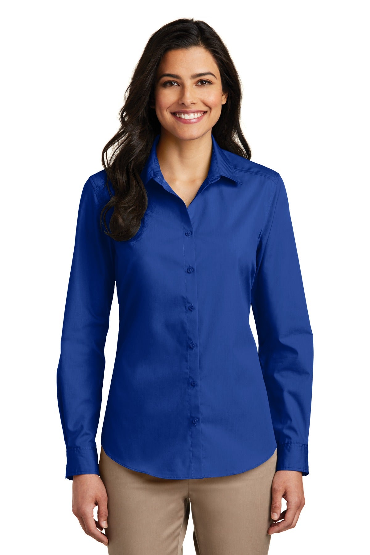 Port Authority Women's Long Sleeve Carefree Poplin Shirt LW100 True Royal