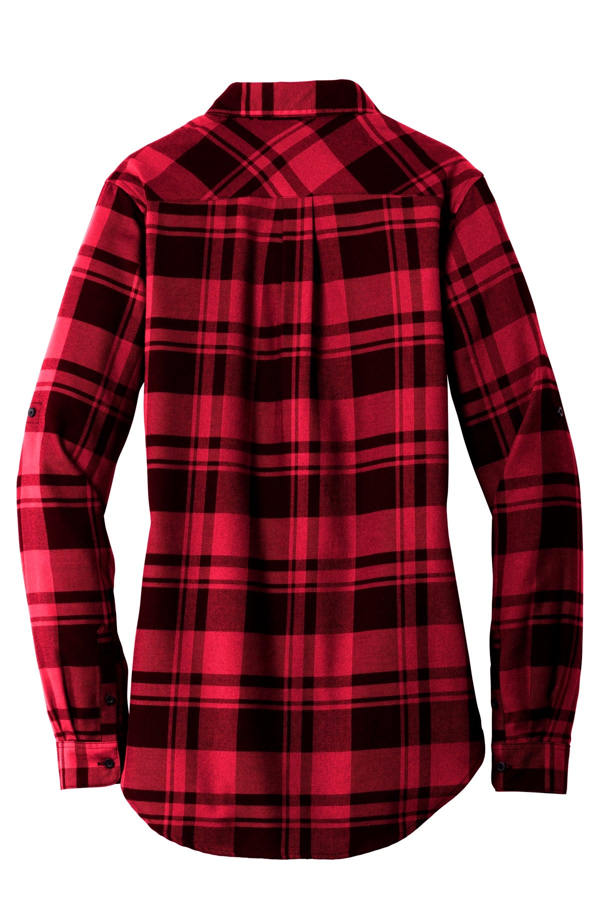 Port Authority Women's Plaid Flannel Tunic . LW668 Engine Red/ Black