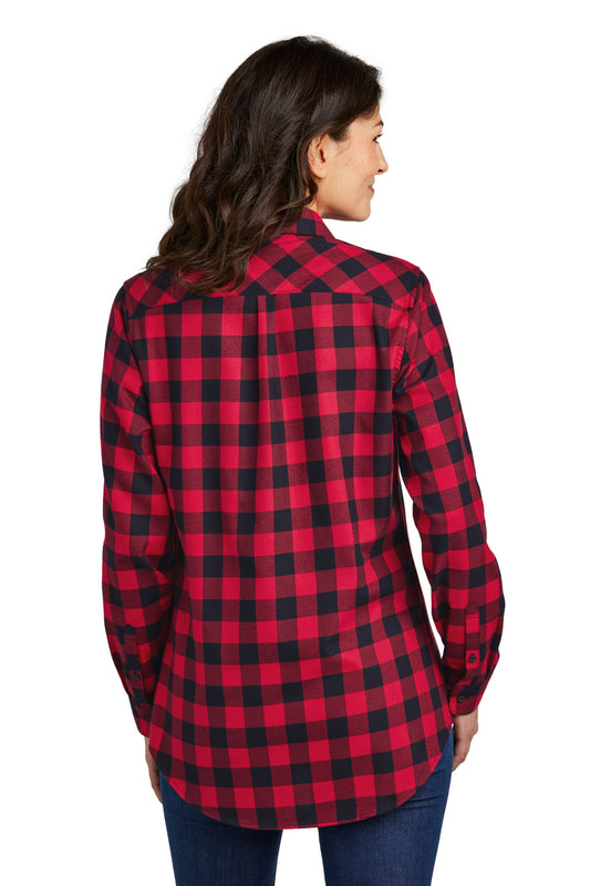 Port Authority Women's Plaid Flannel Tunic . LW668 Red/ Black Buffalo Check