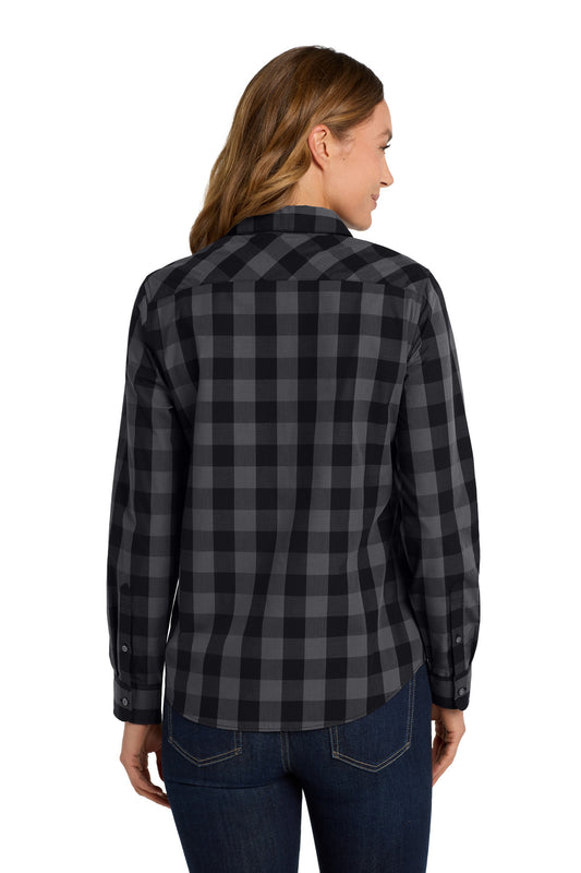 Port Authority Women's Everyday Plaid Shirt. LW670 Black