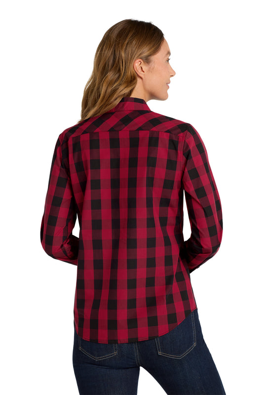Port Authority Women's Everyday Plaid Shirt. LW670 Rich Red