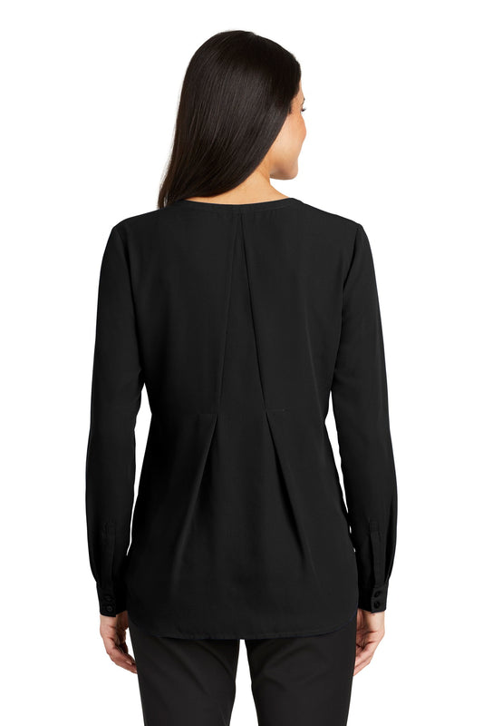 Port Authority Women's Long Sleeve Button-Front Blouse. LW700 Black