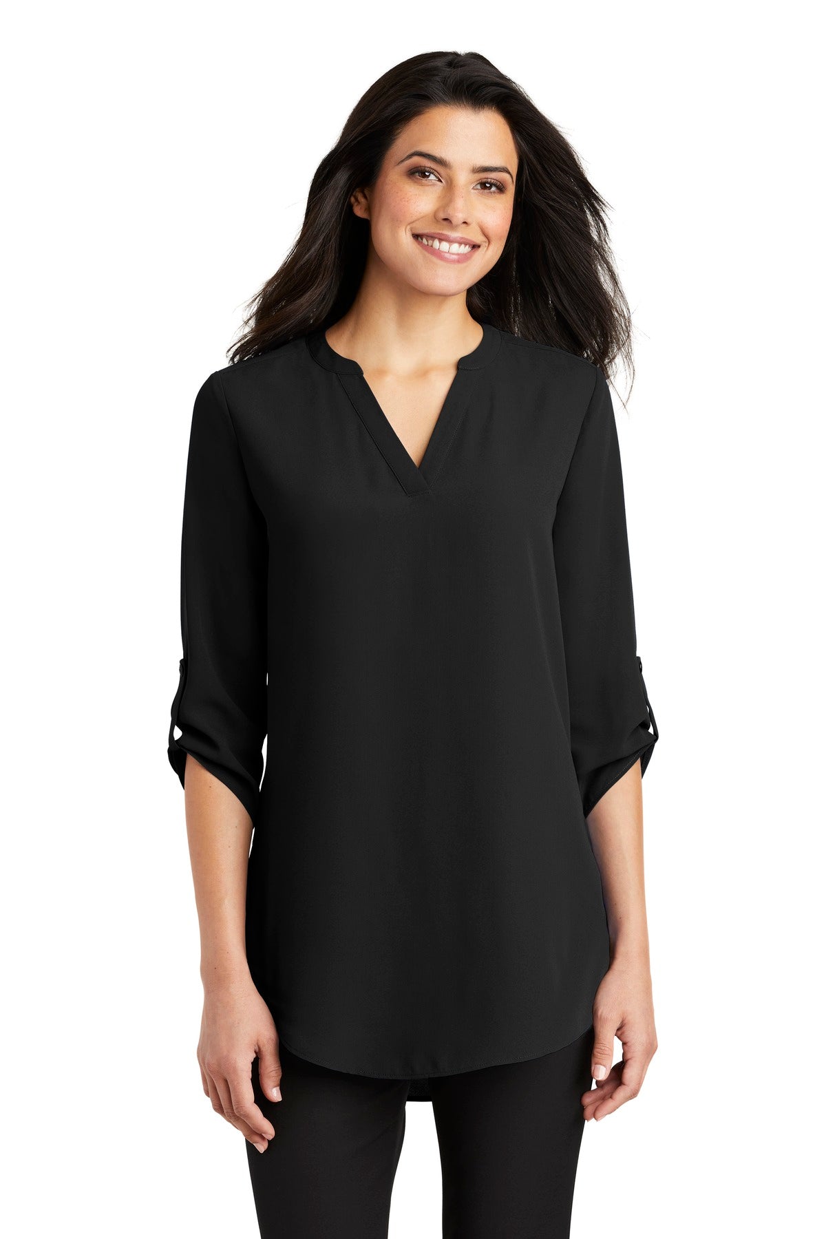 Port Authority Women's 3/4-Sleeve Tunic Blouse LW701 Black