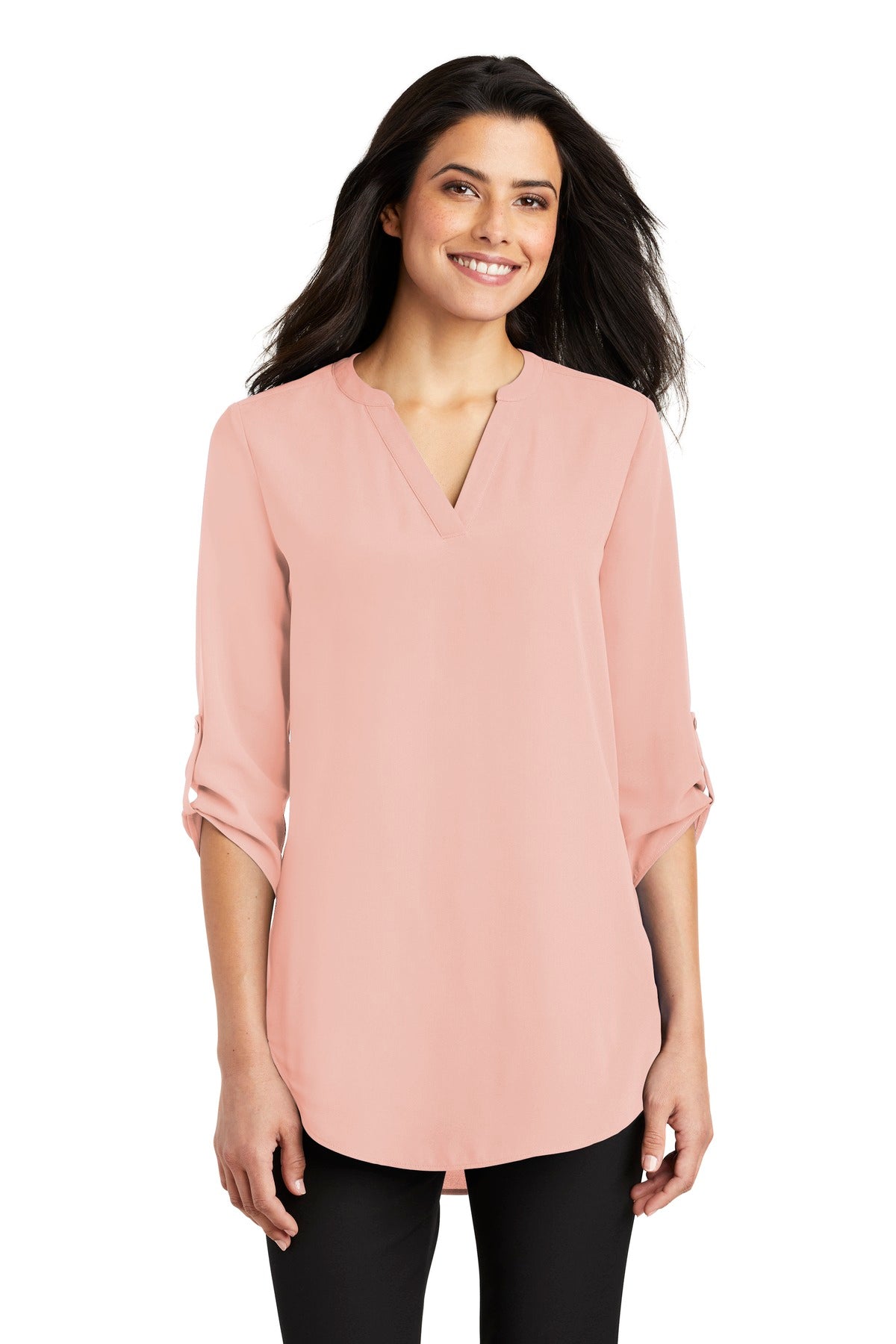 Port Authority Women's 3/4-Sleeve Tunic Blouse LW701 Rose Quartz