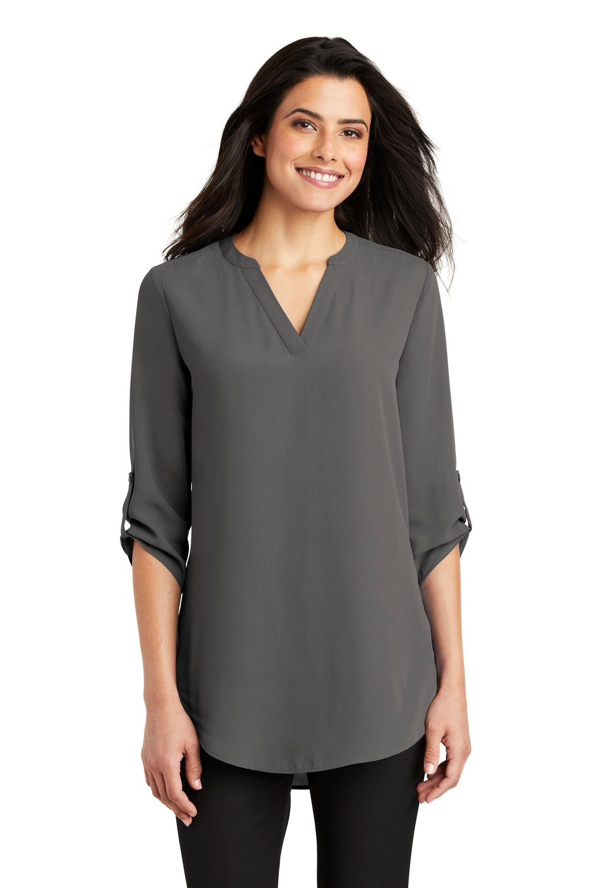 Port Authority Women's 3/4-Sleeve Tunic Blouse LW701 Sterling Grey