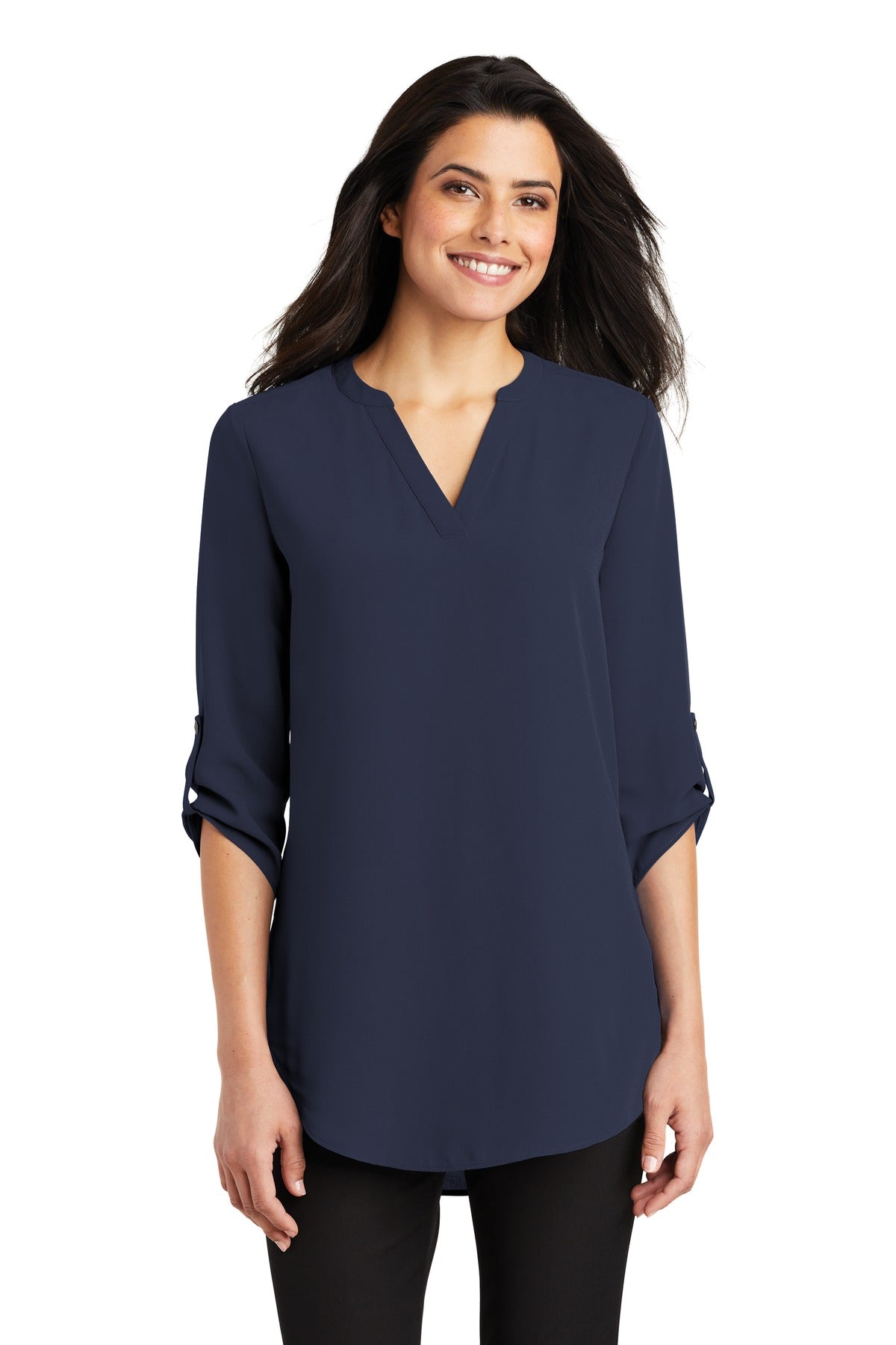Port Authority Women's 3/4-Sleeve Tunic Blouse LW701 True Navy