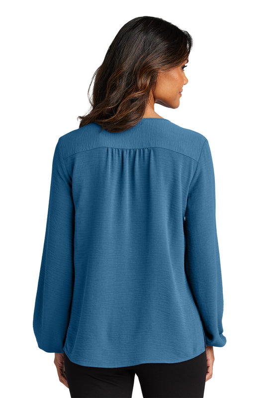 Port Authority Women's Textured Crepe Blouse LW714 Aegean Blue