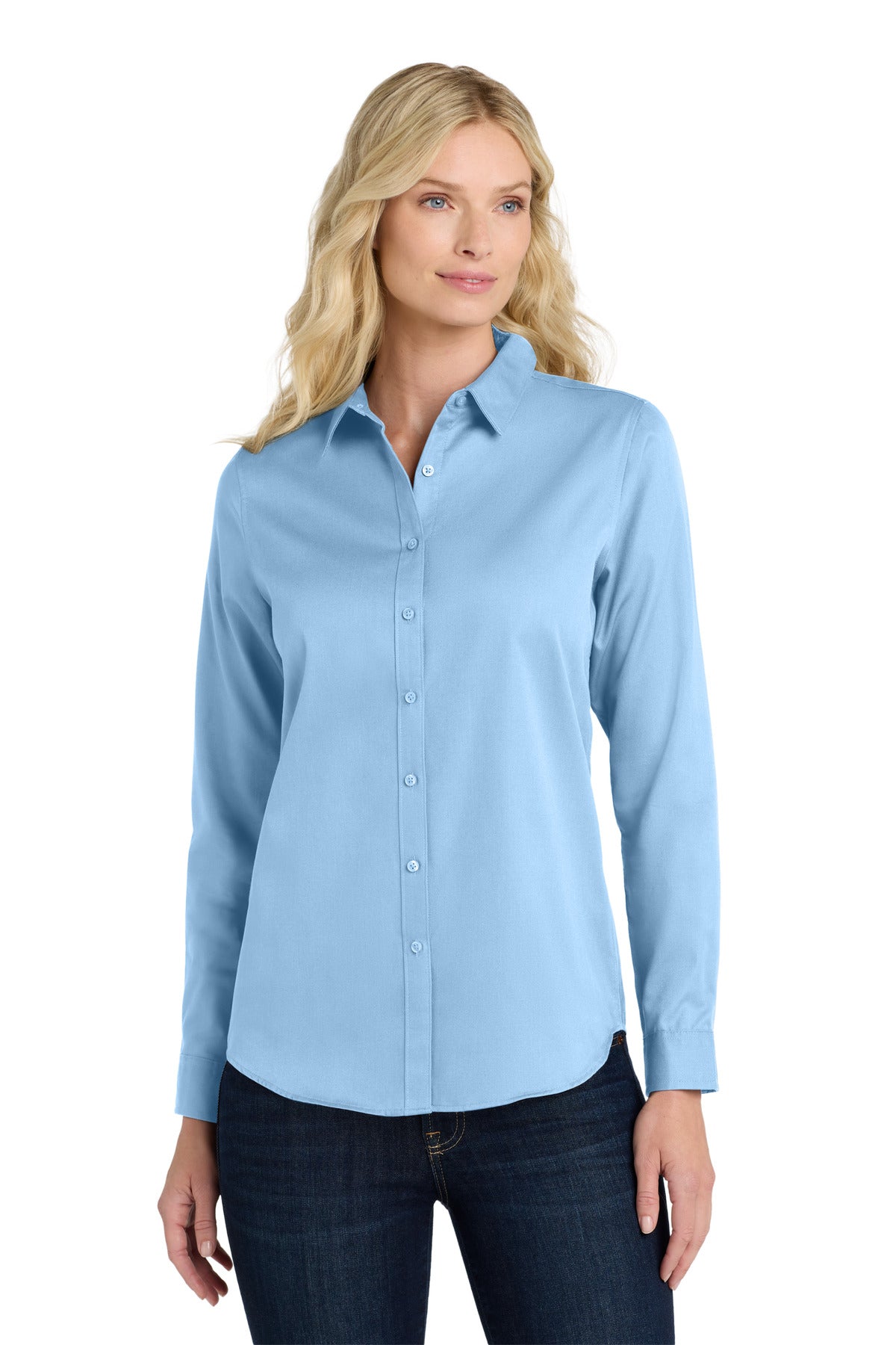 Port Authority Women's Long Sleeve SuperPro ReactTwill Shirt LW808 Cloud Blue