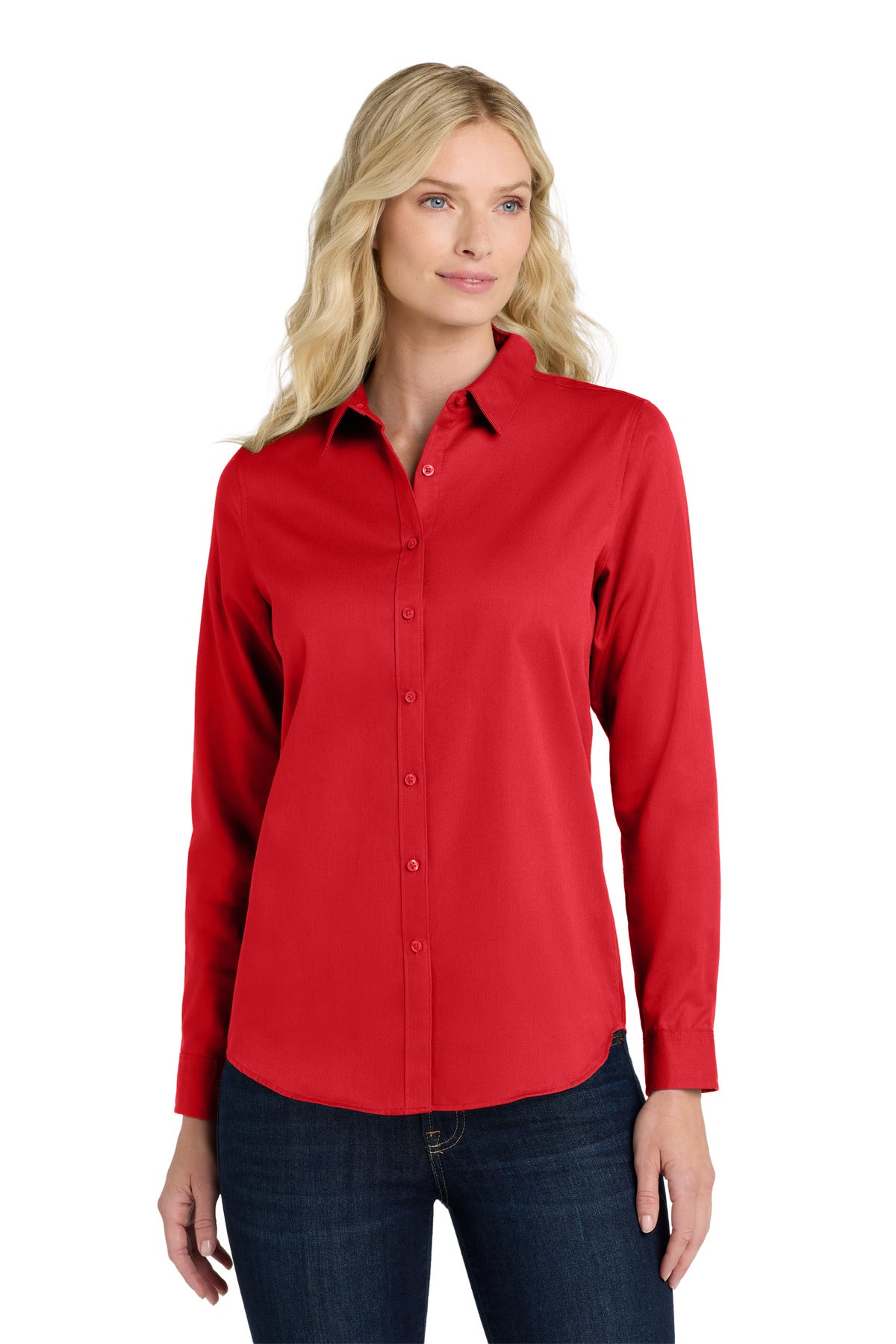 Port Authority Women's Long Sleeve SuperPro ReactTwill Shirt LW808 Rich Red