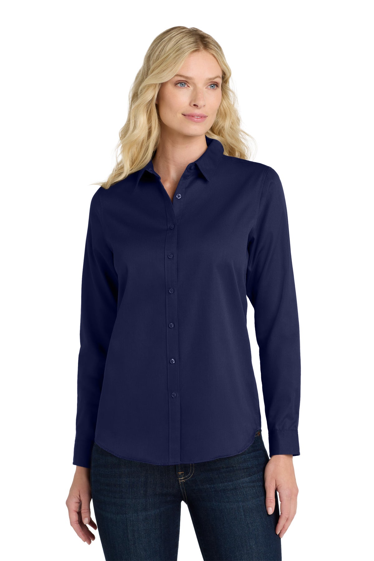 Port Authority Women's Long Sleeve SuperPro ReactTwill Shirt LW808 True Navy