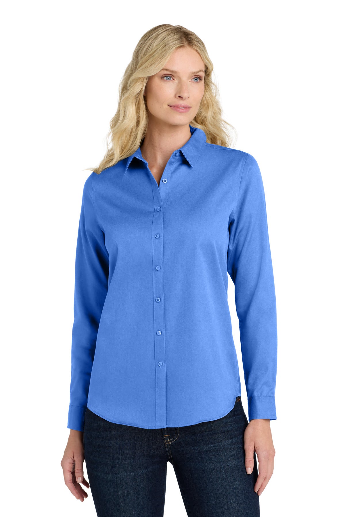 Port Authority Women's Long Sleeve SuperPro ReactTwill Shirt LW808 Ultramarine Blue