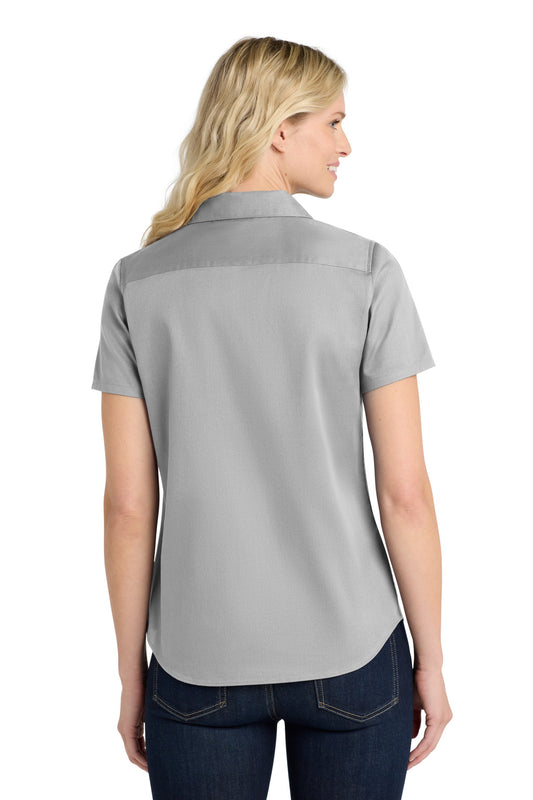 Port Authority Women's Short Sleeve SuperPro ReactTwill Shirt. LW809 Gusty Grey