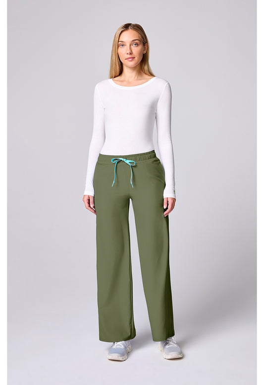 Insight MC00009 Women's Wide Leg Pintuck Scrub Pants Olive