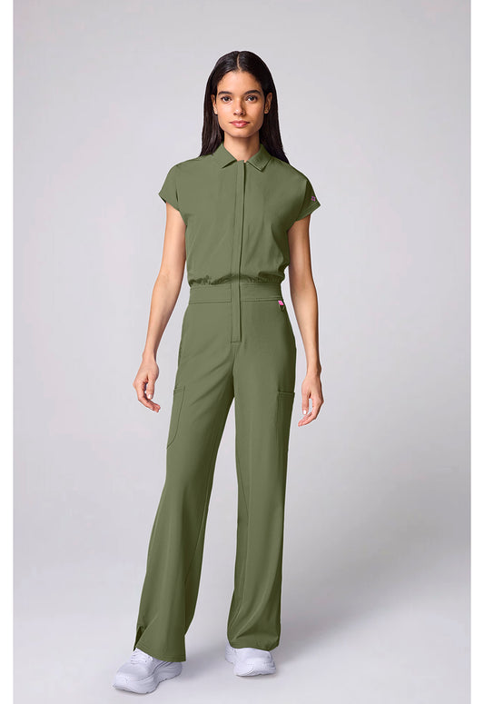 Amp MC00018 Women's Dolman Wide Leg Jumpsuit Olive