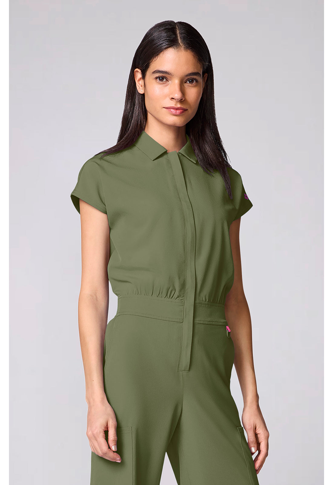Amp MC00018 Women's Dolman Wide Leg Jumpsuit Olive
