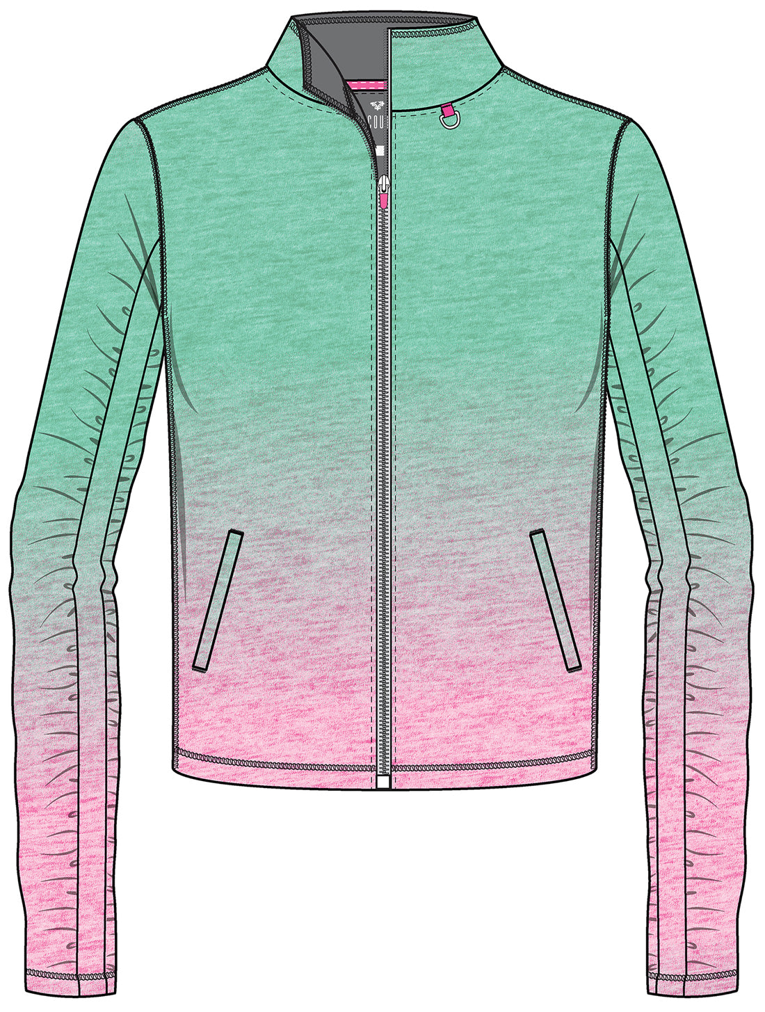 Amp Knit MC00021 Women's Printed Warm Up Jacket Cotton Candy Ombre