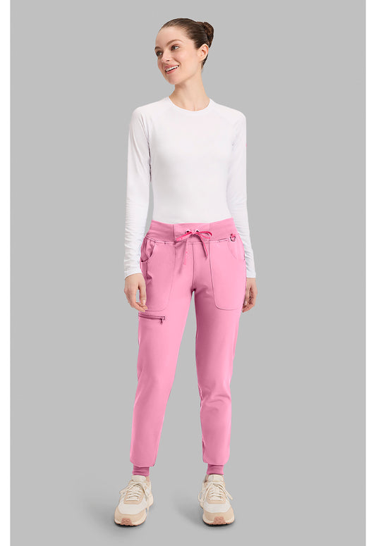 Amp MC102 Women's Mid Rise Scrub Joggers Pixel Pink