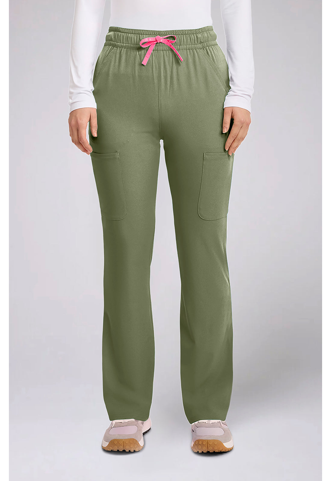 Amp MC104 Women's High Rise 4-Pocket Flare Scrub Pants Olive