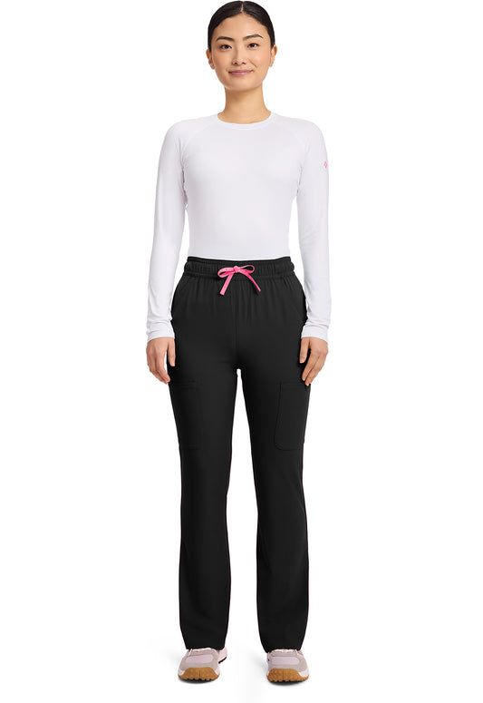 Amp MC104 Women's High Rise 4-Pocket Flare Scrub Pants Black