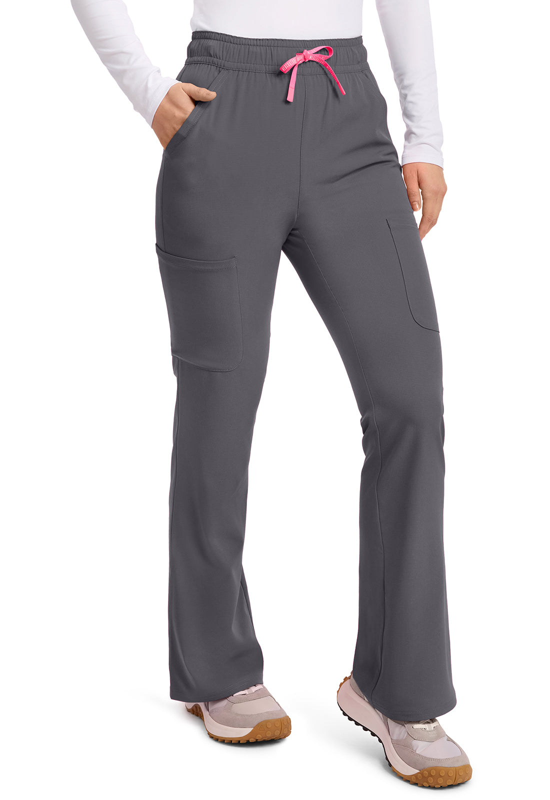 Amp MC104 Women's High Rise 4-Pocket Flare Scrub Pants Pewter