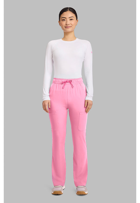 Amp MC104 Women's High Rise 4-Pocket Flare Scrub Pants Pixel Pink