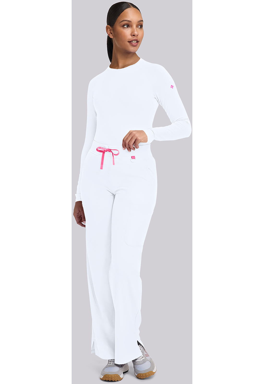 Amp MC109 Women's Wide Leg Pull On Scrub Pants White