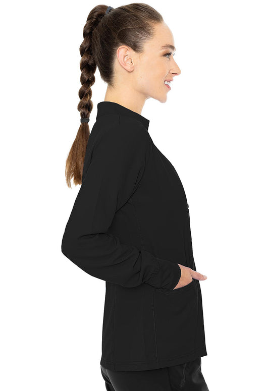 Insight MC2660 Zip Front Warm-Up With Shoulder Yokes Black Model Image Left Side | Med Couture