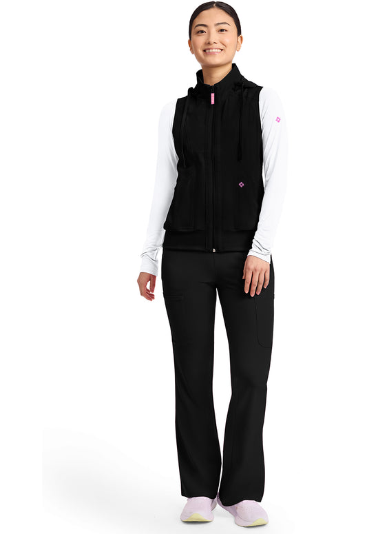 Amp MC500 Women's 4-Pocket Zip Front Scrub Vests Black