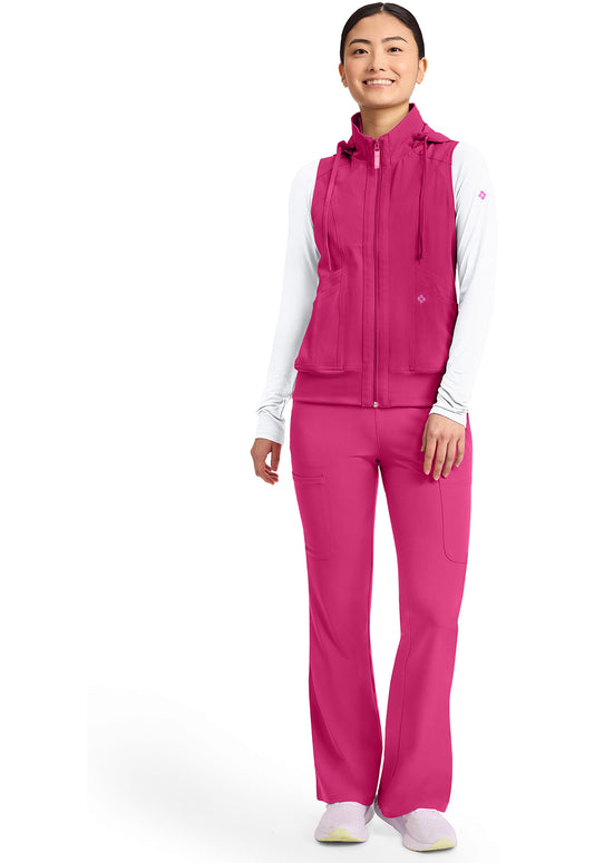Amp MC500 Women's 4-Pocket Zip Front Scrub Vests Pink Power
