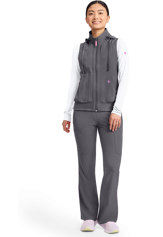 Amp MC500 Women's 4-Pocket Zip Front Scrub Vests Pewter