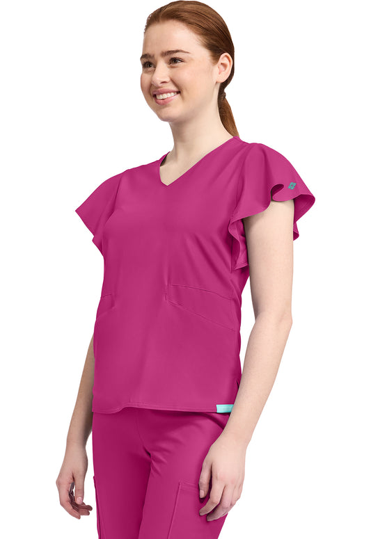 Insight MC611 Women's 2-Pocket Flutter Sleeve V-Neck Aurora Berryalis