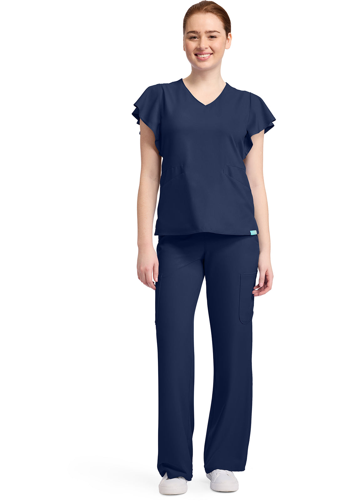 Insight MC611 Women's 2-Pocket Flutter Sleeve V-Neck Navy
